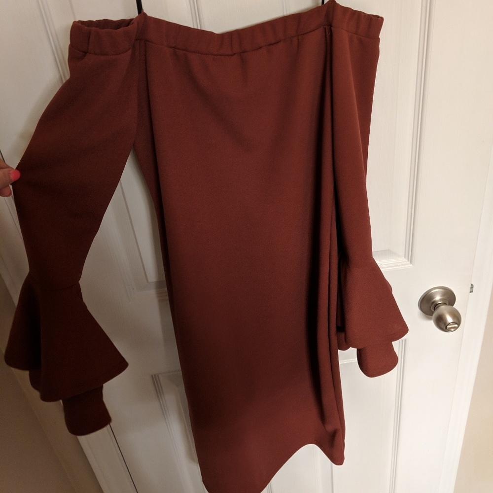 Strapless bell sleeve dress